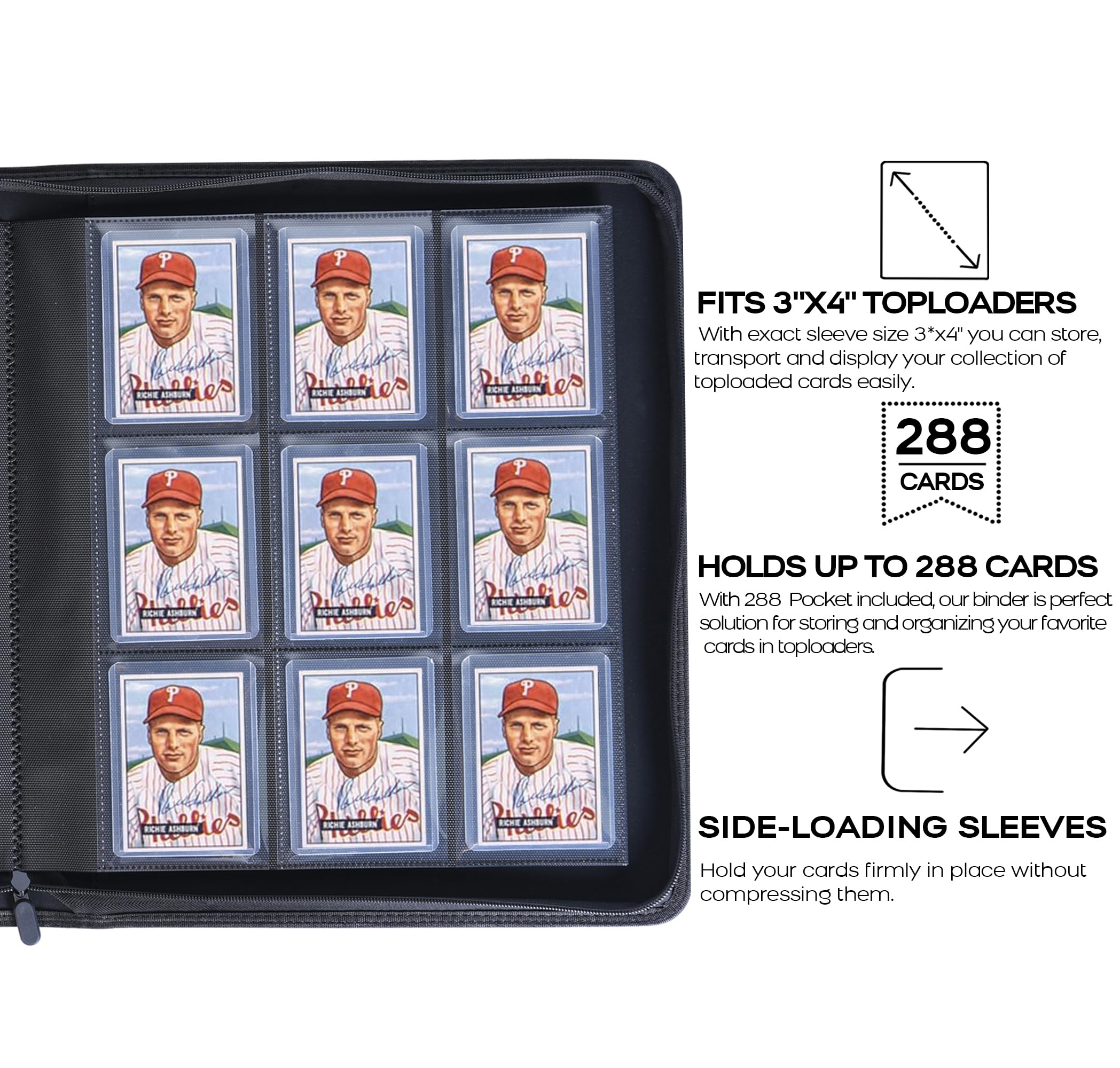 D DACCKIT Toploader Binder pocket layout enables safe card visibility and rapid sorting.
