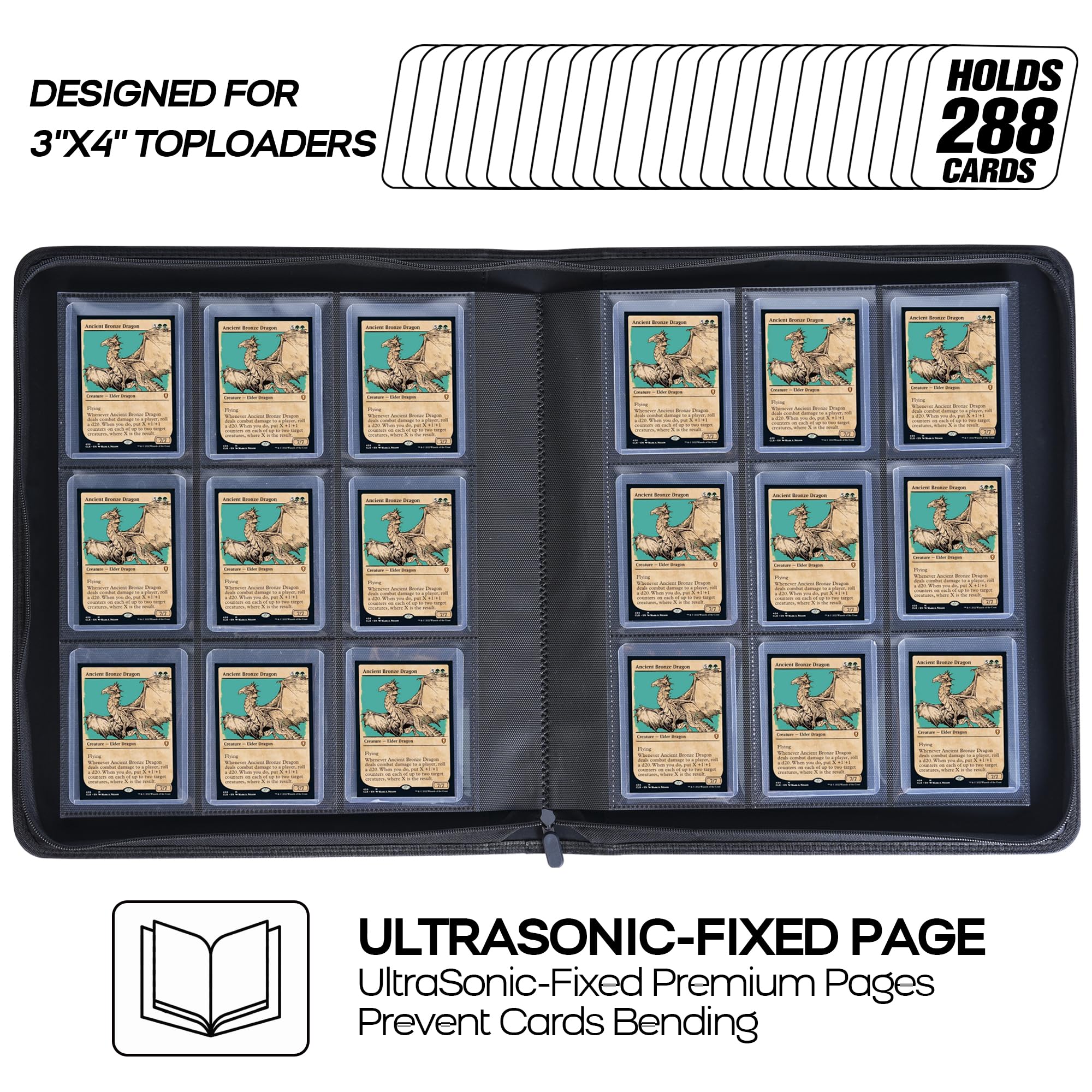 D DACCKIT binder zipper closeup shows secure card protection