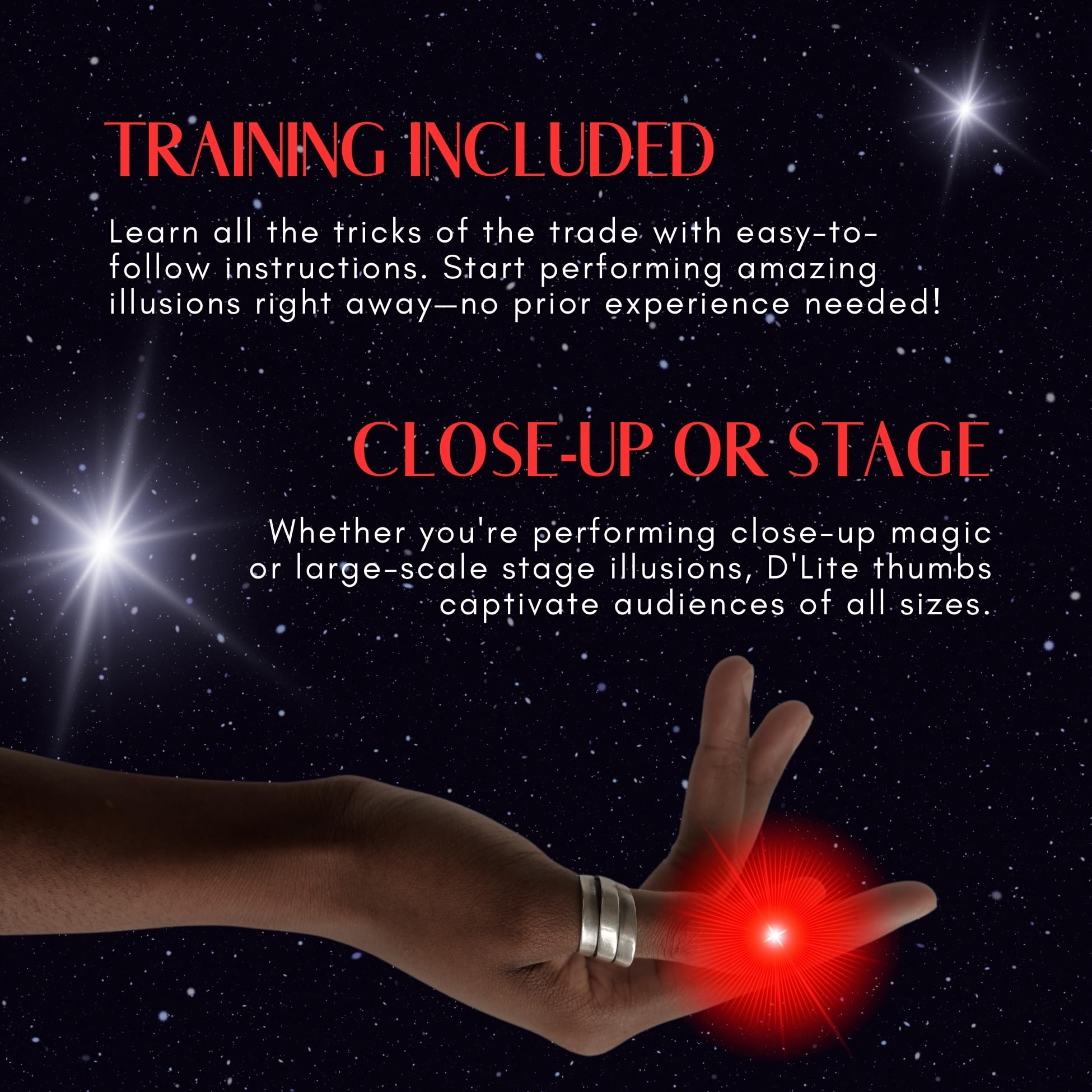 D'lite Magic Thumb Battery-Included Set, ready to perform right out of the box.