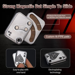 D.G.PLAYER magnetic fidget pendant close-up showing sleek silver finish.