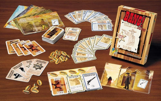 Bang Wild West contents layout shows organized components for fast game setup