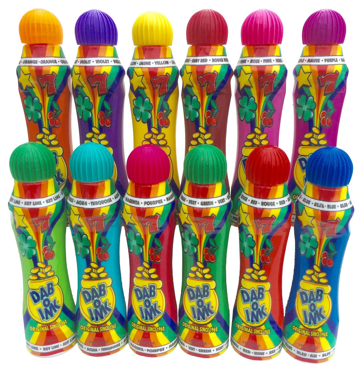 Dab-O-Ink 12-pack bingo daubers with mixed colors for classroom and crafts
