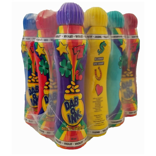Dab-O-Ink Bingo Dauber 12-pack colors display for versatile color options in events.