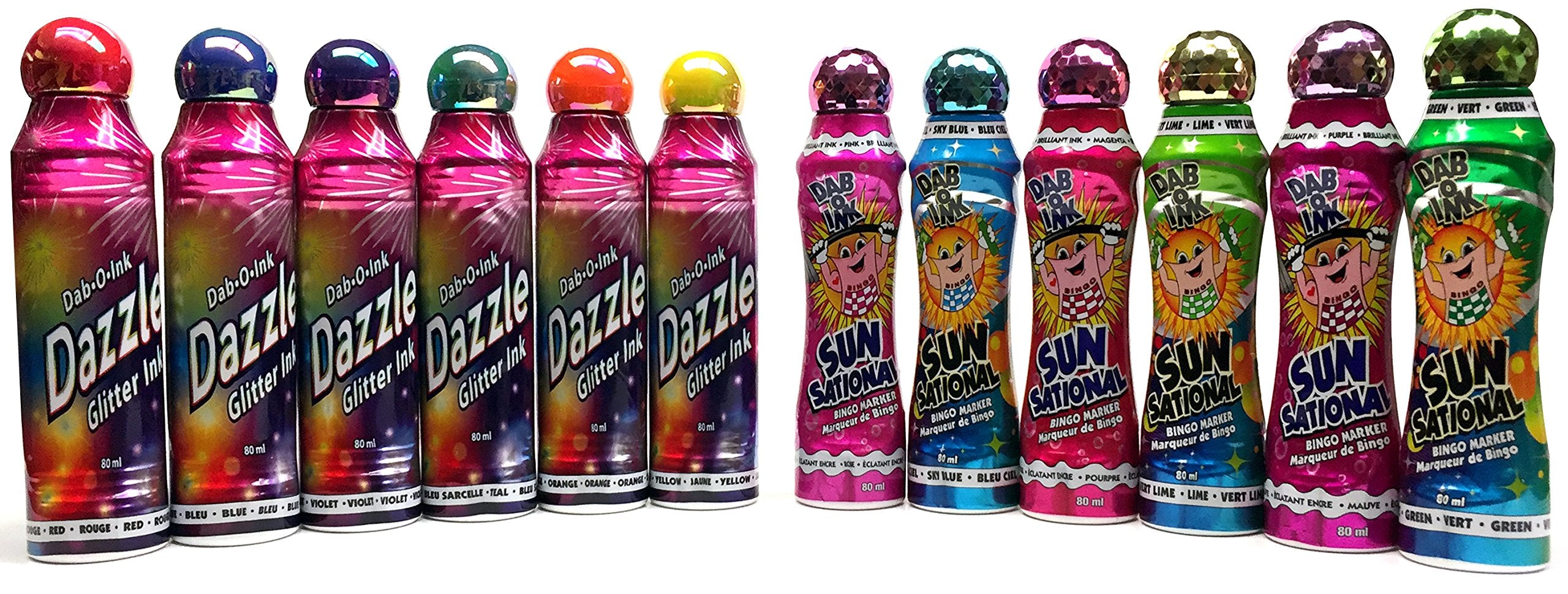 Dab-O-Ink Bingo Dauber Mixed Dozen with glitter and bright inks for lively bingo games
