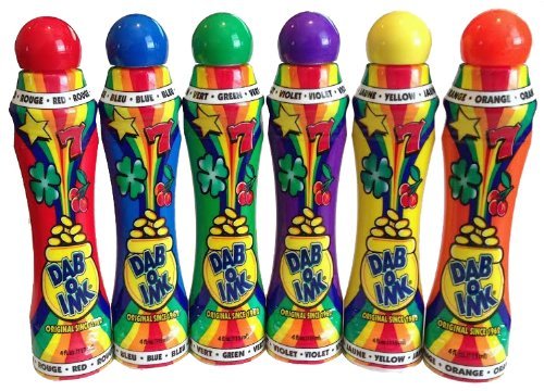 DAB-O-Ink bingo dauber six-pack in mixed colors for vibrant bingo play