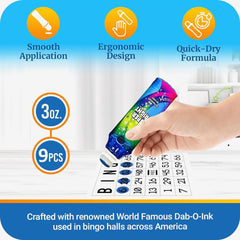 Dab-O-Ink Super Bright neon green bingo dauber enhances readability on cards