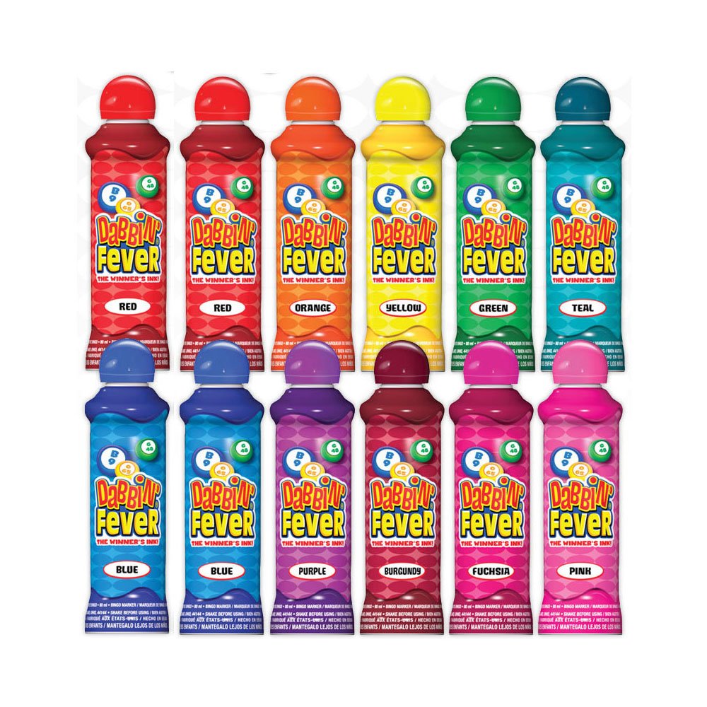 Dabbin' Fever bingo daubers 12-pack with assorted colors for bold game marks