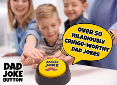 A hand pressing the Dad Joke Button to trigger a clean joke.