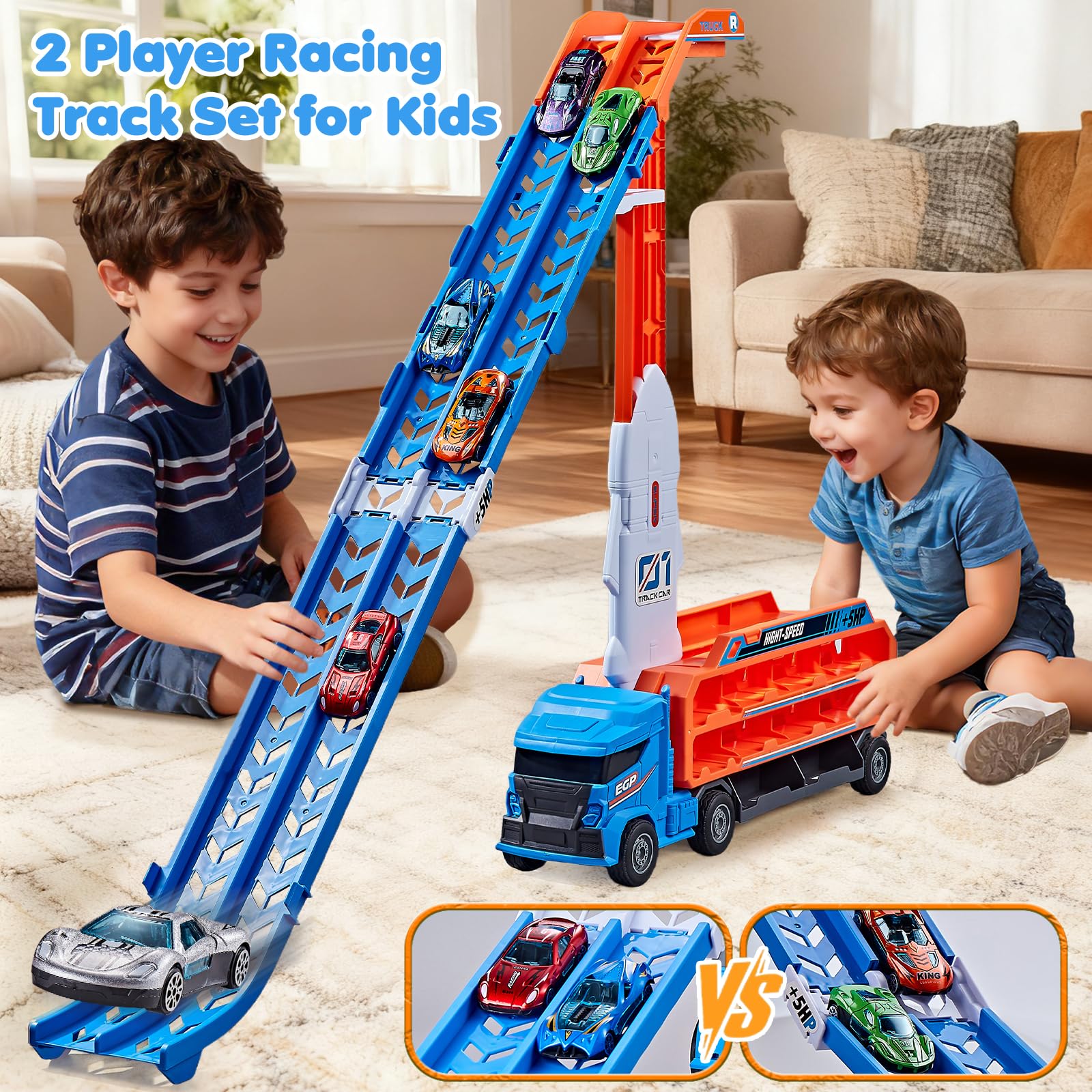 DADAPALS Foldable ramp and garage enable easy setup and quick cleanup.