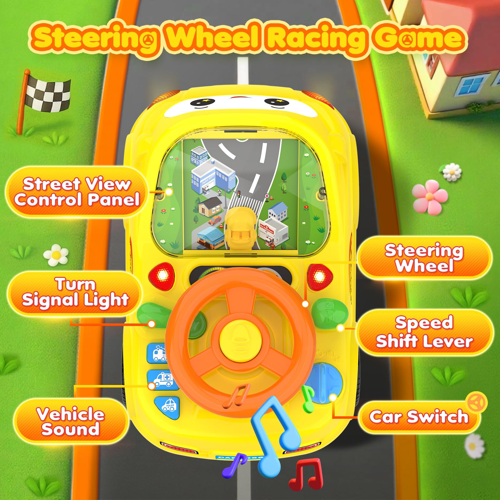 DADAPALS yellow RC push car side view for shared play