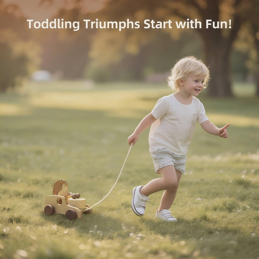 DadCarved Hedgehog pull-along toy has thick wheels built for indoor and outdoor use.
