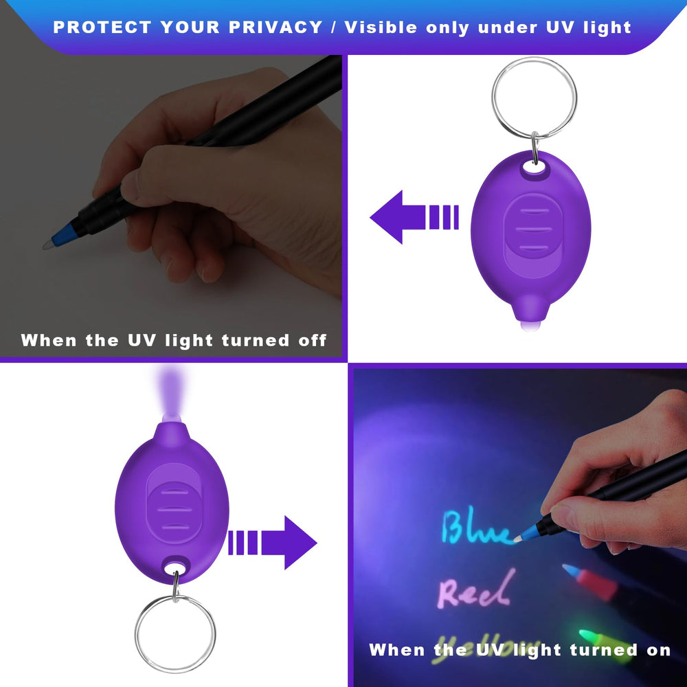 Daemson mini UV LED keychain flashlight included with pens