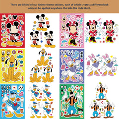 DaeSichi Make-a-face stickers show four sheets per character for DIY gift tags.