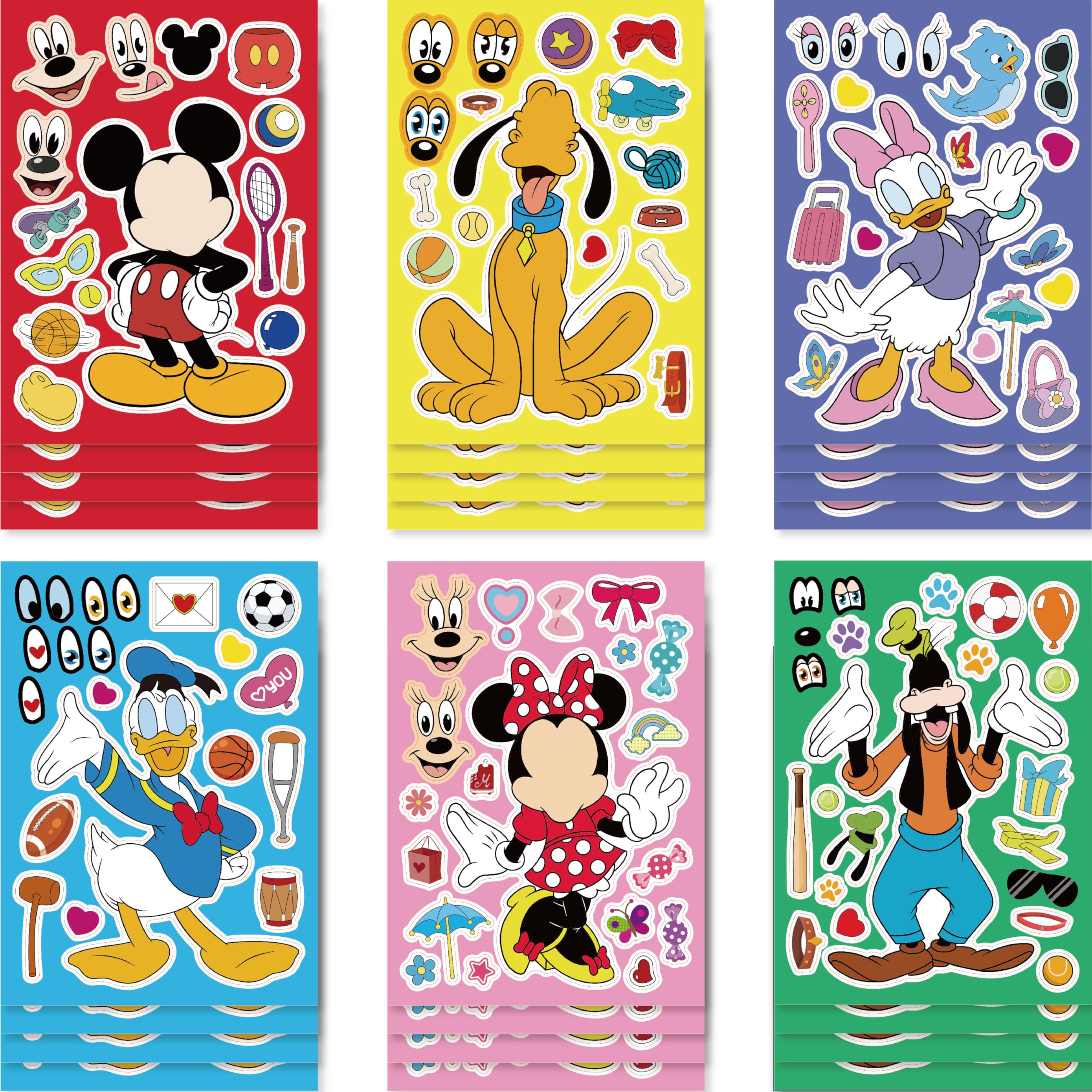 DaeSichi Make-a-face stickers set with six characters for creative party decorations.