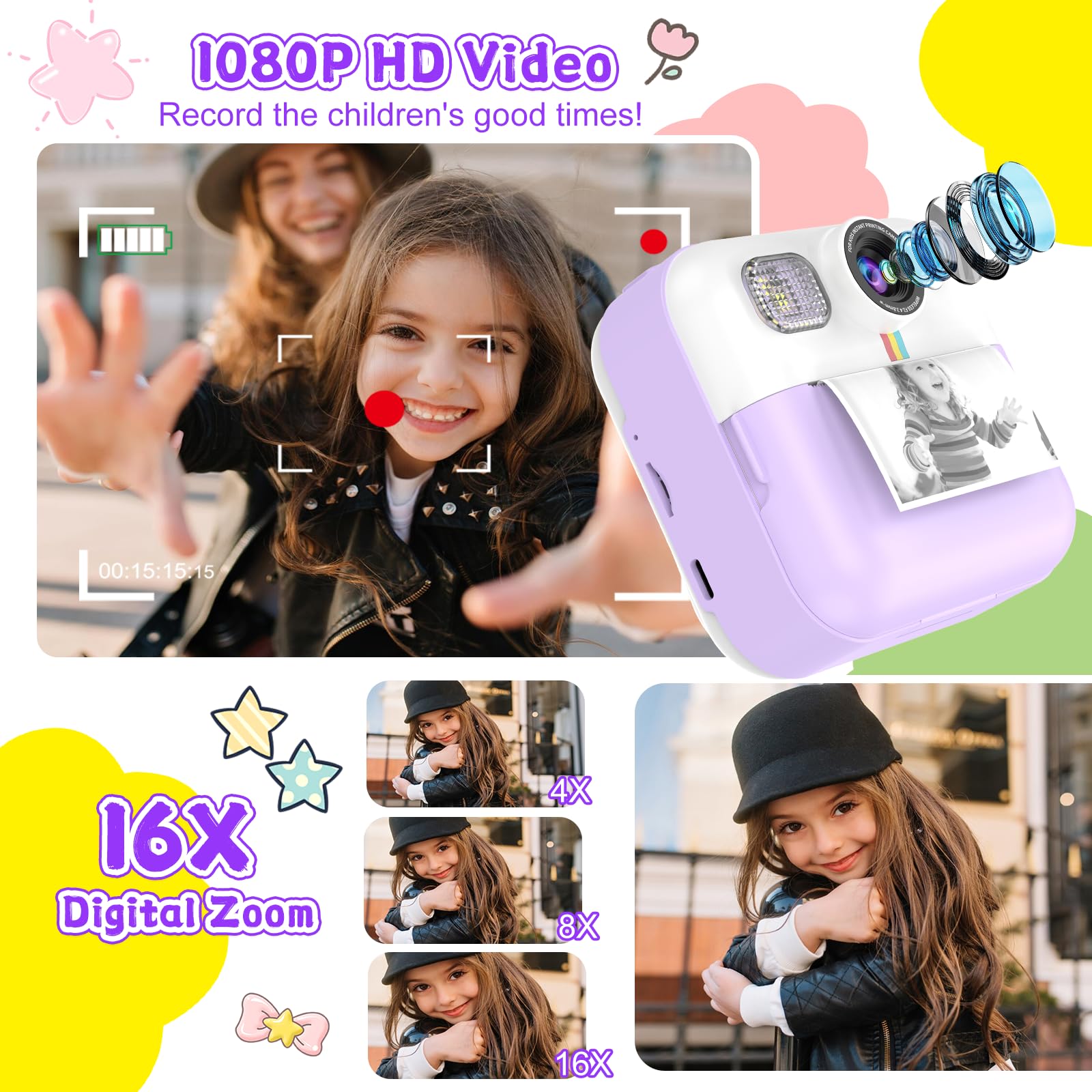 Dafotil 32GB memory card included stores thousands of photos and videos.