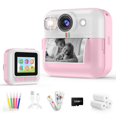 Dafotil kids camera pink front view for fun photography moments.
