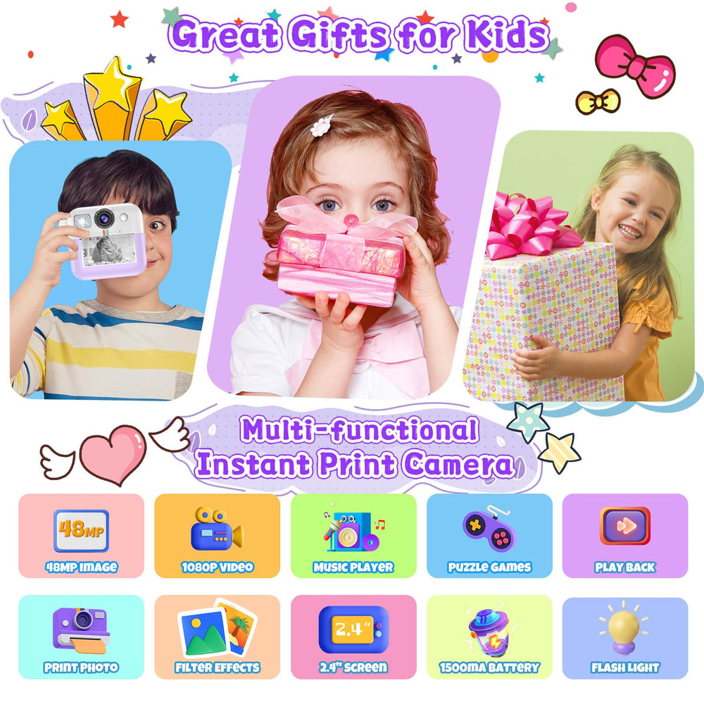Dafotil Kids Instant Print Camera display with 2.4-inch screen for easy framing.