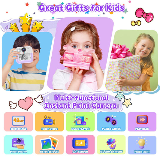 Dafotil Kids Instant Print Camera display with 2.4-inch screen for easy framing.