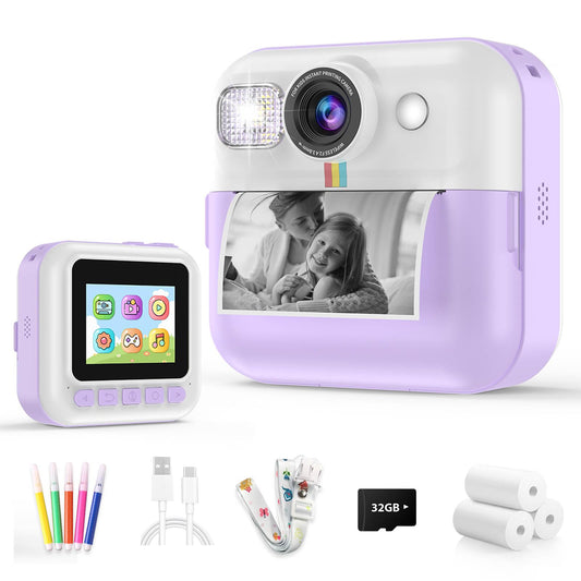 Dafotil Kids Instant Print Camera front view showing portable design for young creators.