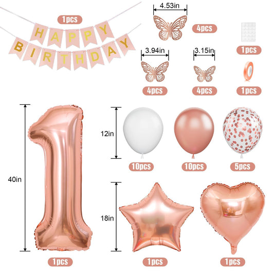 Dagelar rose gold number 1 foil balloon for milestone photos