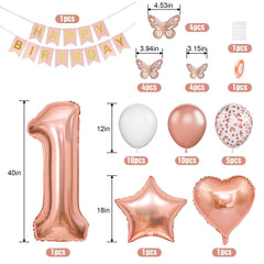Dagelar rose gold number 1 foil balloon for milestone photos