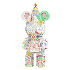 DAHONPA Animal Birthday Bear blocks with cake detail for playful display.