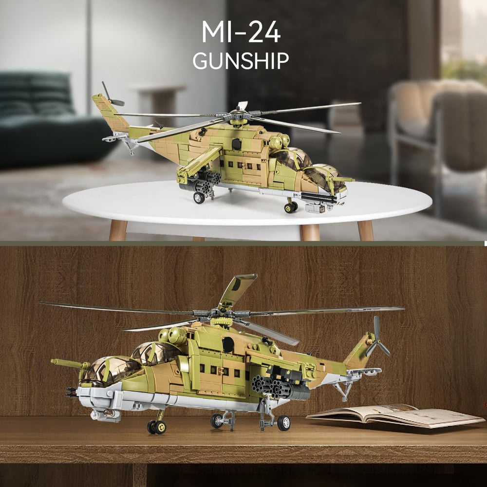 Dahonpa MI-24S cockpit with open doors for interactive assembly