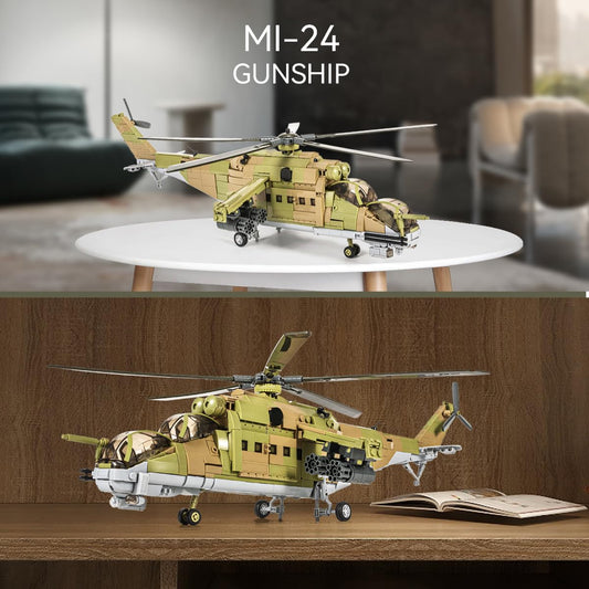 Dahonpa MI-24S cockpit with open doors for interactive assembly