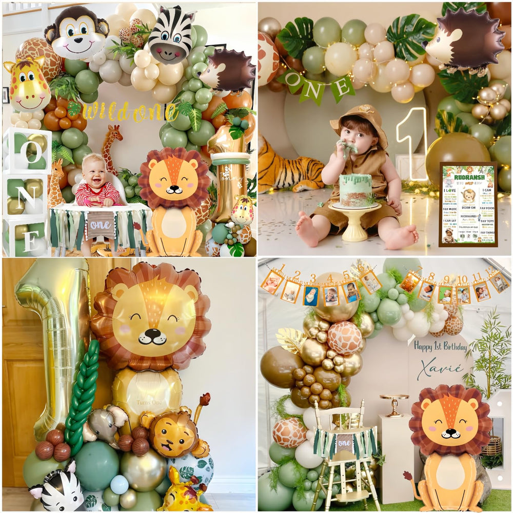 Daidle highchair banner display frames the milestone for family photos.