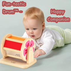 Dailyfunn color-sides spinning drum tummy time offers visual exploration for babies.