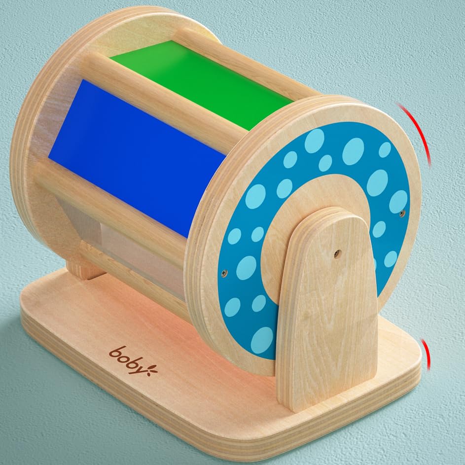 Dailyfunn floor mirror spinning drum tummy time helps babies discover smiles and expressions.