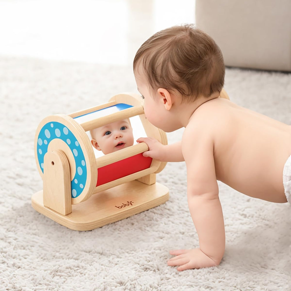 Dailyfunn safe materials spinning drum tummy time uses BPA-free, non-toxic finishes.