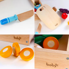 Dailyfunn wooden pretend food cucumber; smooth finish supports safe handling