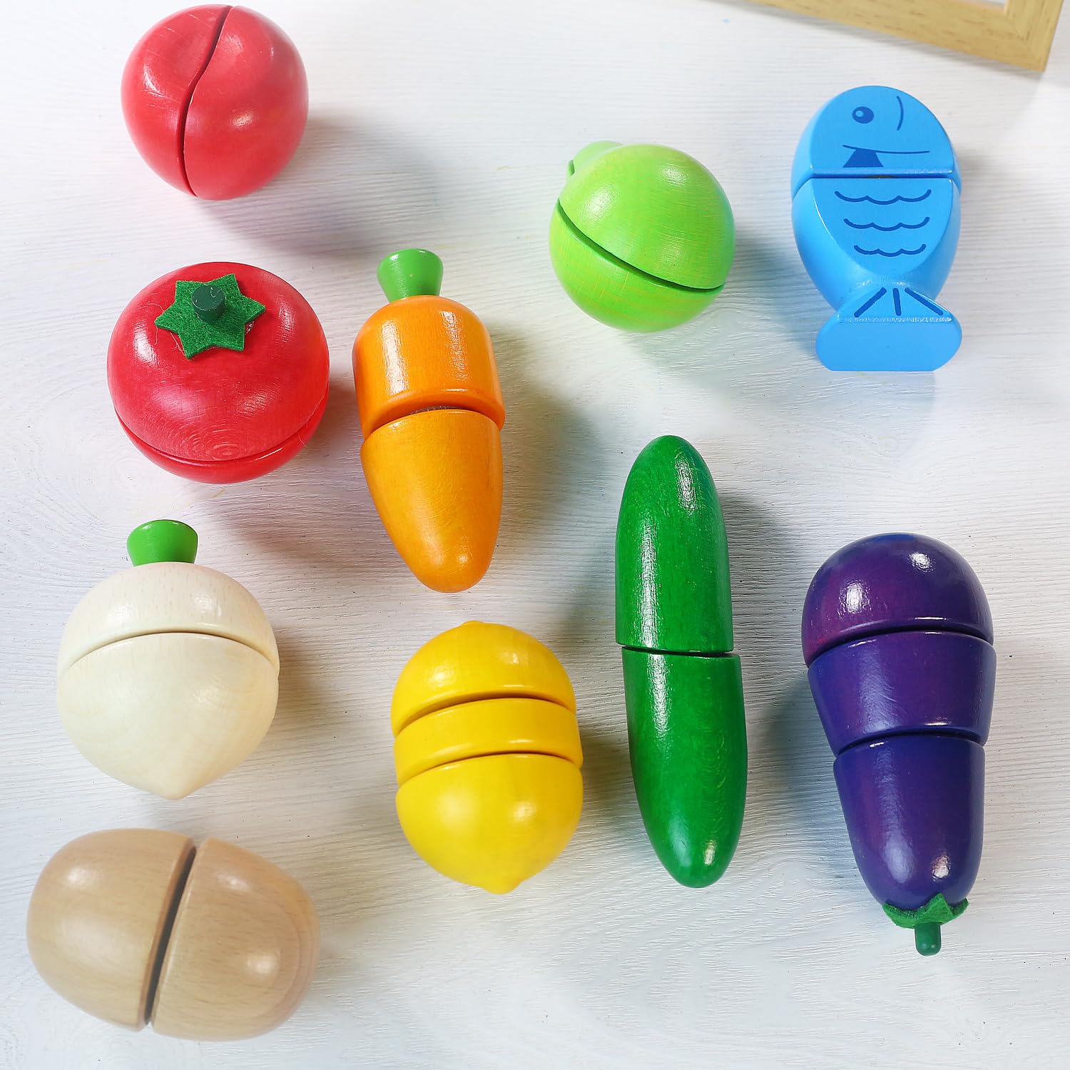 Dailyfunn wooden pretend food eggplant; sturdy piece boosts durable pretend meals