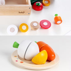 Dailyfunn wooden pretend food tomato; vibrant color enhances pretend grocery play