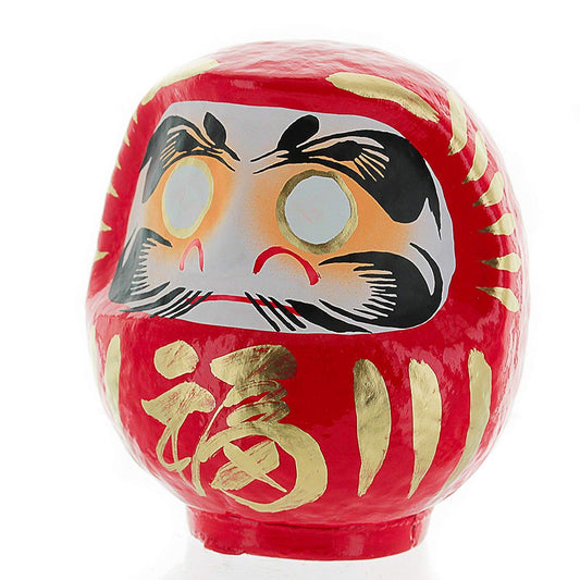 Daimonya Daruma Doll in red, hand-painted kanji symbol for motivation.