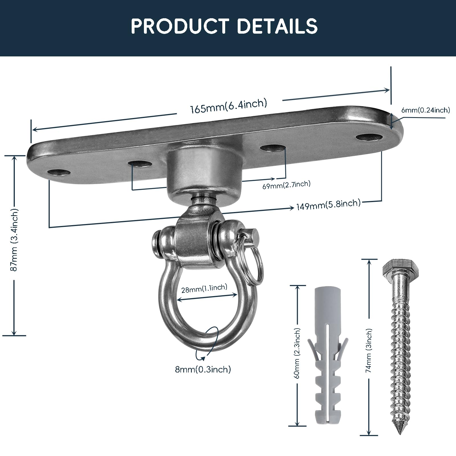 Dakzhou internal bearings enable smooth 380-degree rotation for flexible suspension.