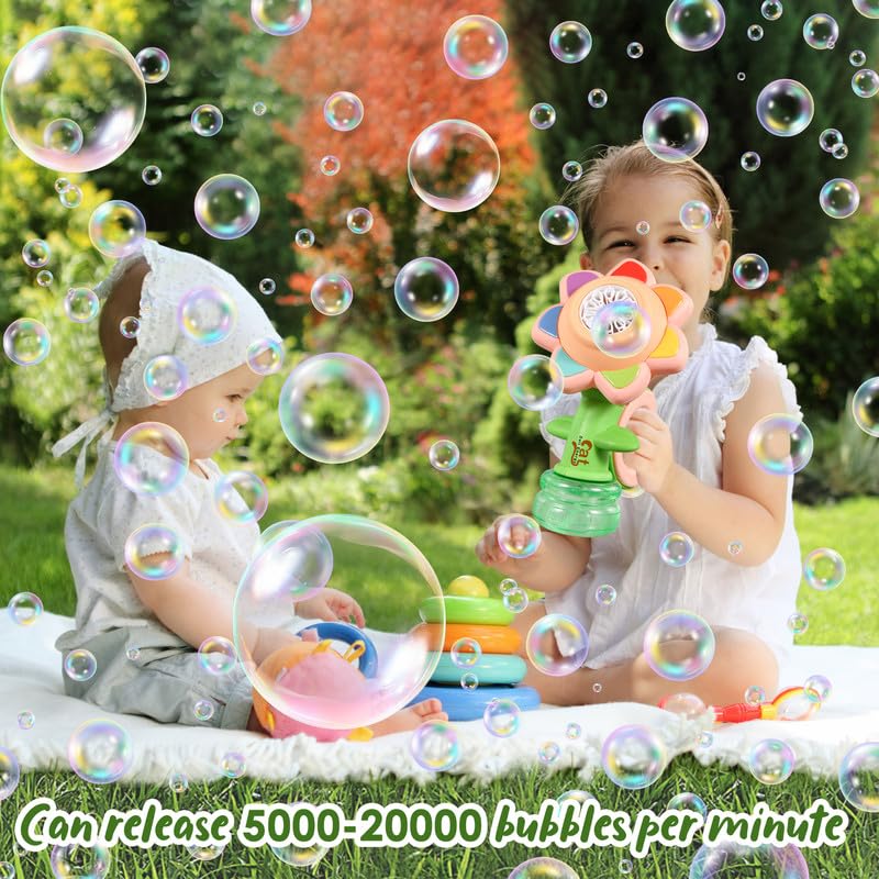 Dali Energy Cat Sunflower Bubble Machine in use outdoors with kids