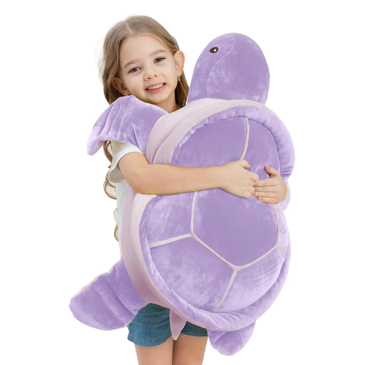 Dalmao 28-inch sea turtle plush, soft and cuddly for playtime.