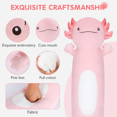Dalmao axolotl plush belly detail highlights fluffy material for pillow use