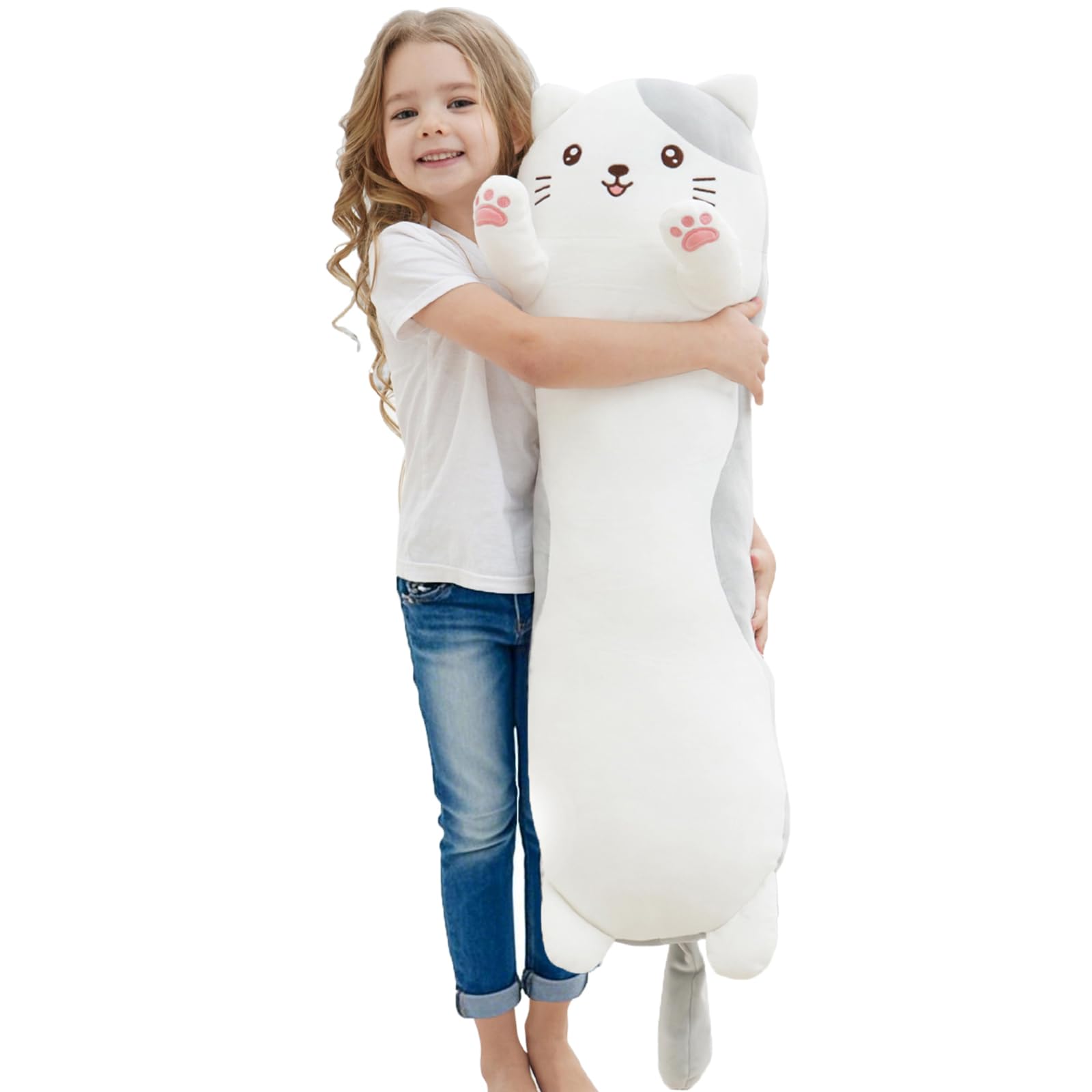 Dalmao 36-inch cat plush pillow for cozy cuddles and naps.
