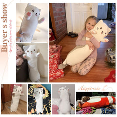 Dalmao cat plush lounging companion for bedtime reading sessions.