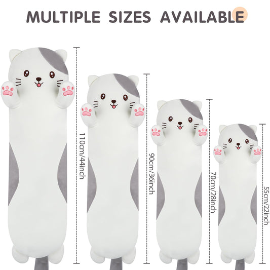 Dalmao giant cat pillow side view showing length for lounging.