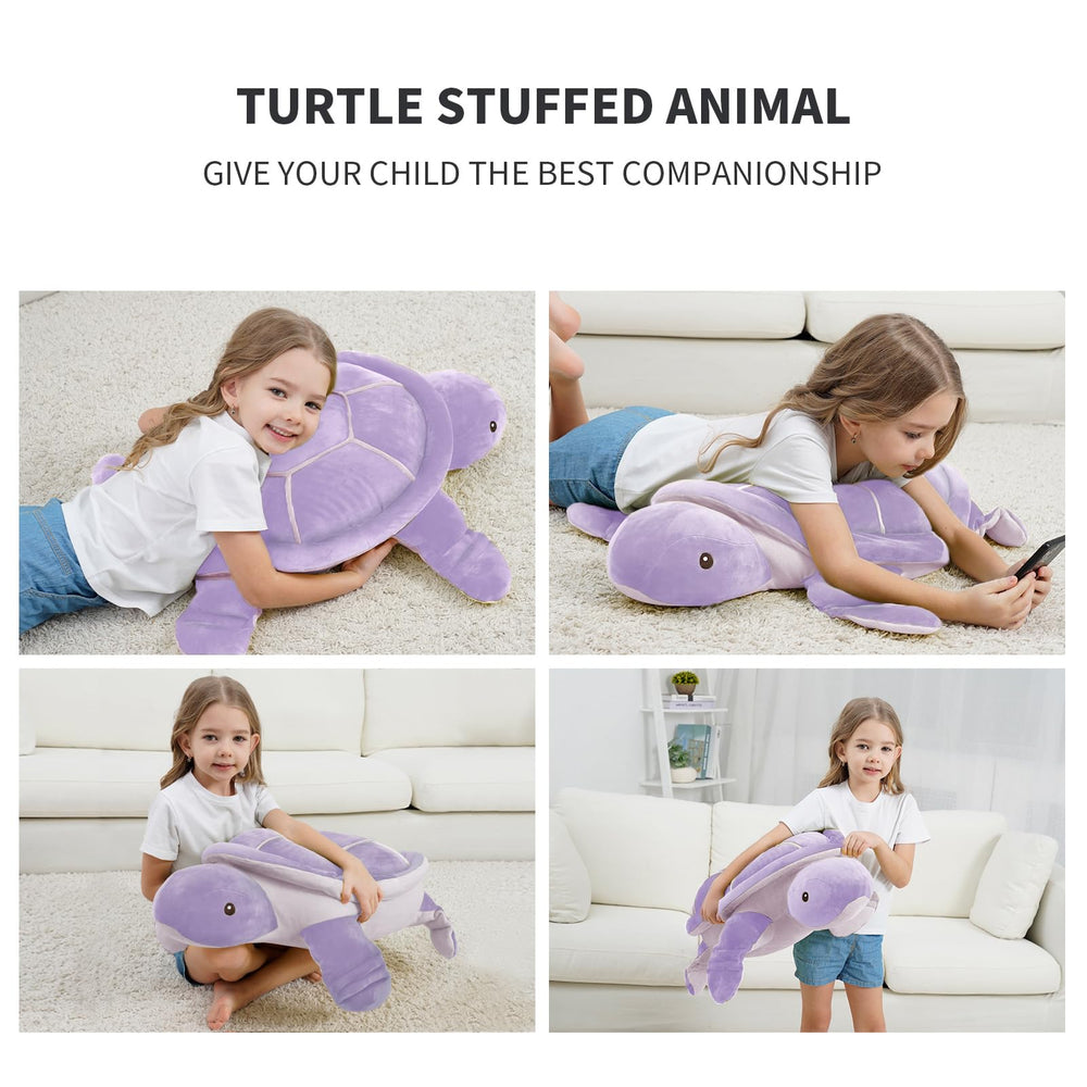 Dalmao giant sea turtle pillow display in a cozy setting.