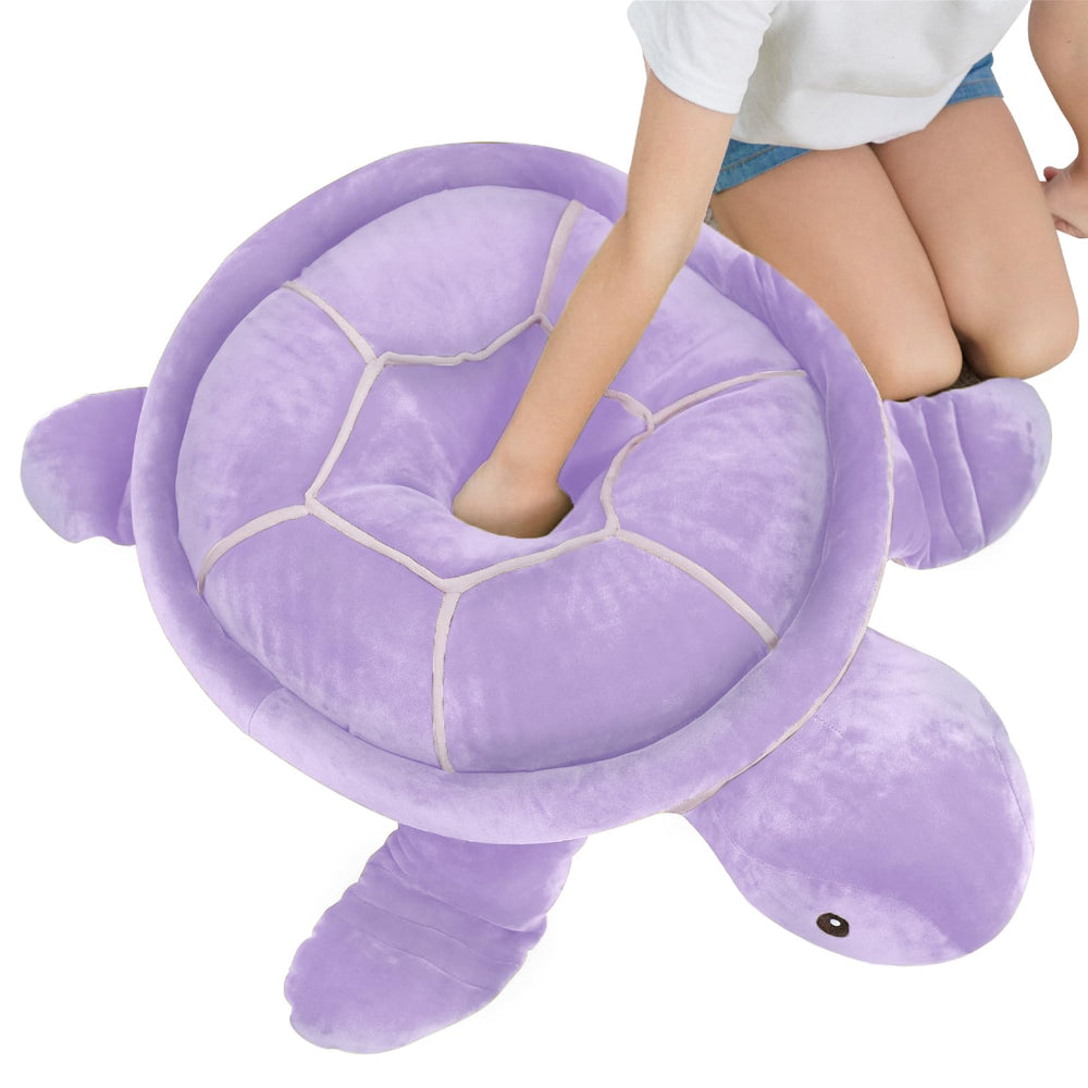 Dalmao plush with detailed stitching on a large sea turtle design.