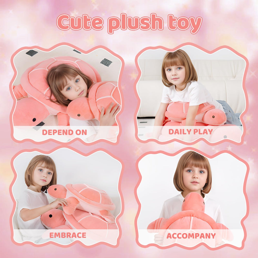 Dalmao soft turtle body-pillow plush provides a perfect cuddle partner.