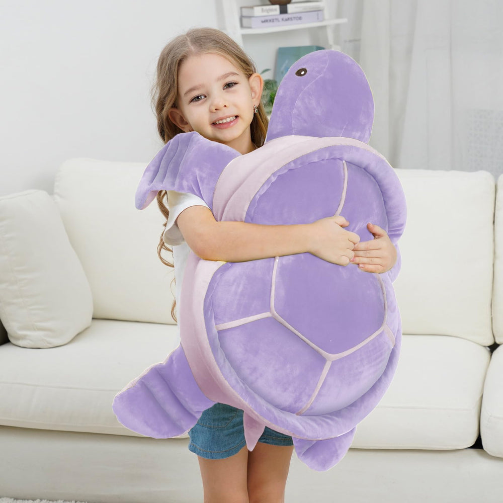 Dalmao washable sea turtle plush shown with easy-care care.