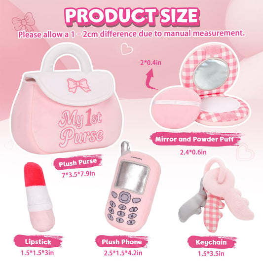 Dalycro purse toy phone with bright colors, fits tiny hands for pretend conversations.