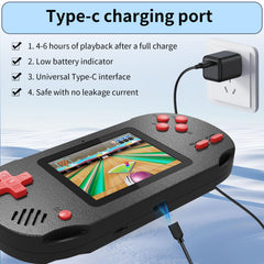 Damcoola handheld game with an 800mAh rechargeable battery for travel.