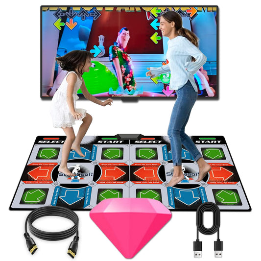 Damcoola TV Dance Mat setup shows quick TV connection for instant dancing